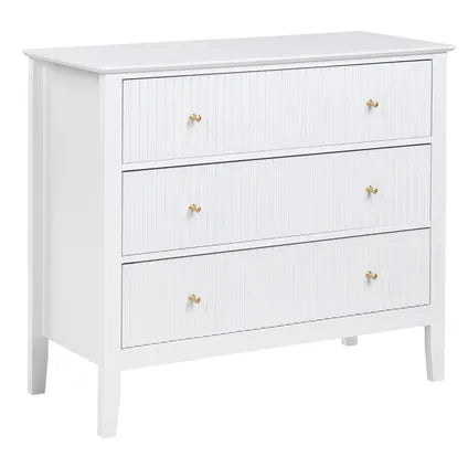 Delvotira | Commode À 3 Tiroirs Beliani Assisi Blanc Doré 40x90x80 Cm