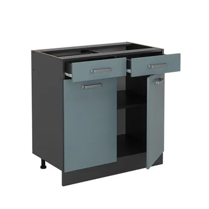 Delvotira | Meuble Bas De Cuisine - Vicco - R-line - Bleu-gris Anthracite - 80x46x81,6 Cm