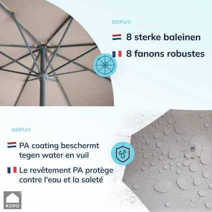 Parasol Rond 300 Cm Kopu Valencia Avec Housse De Protection – Taupe