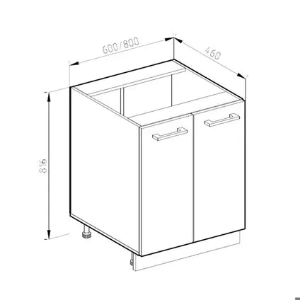 Meuble Bas De Cuisine Vicco – R-line – Blanc Haute Brillance Anthracite – 60×81.6×46 Cm