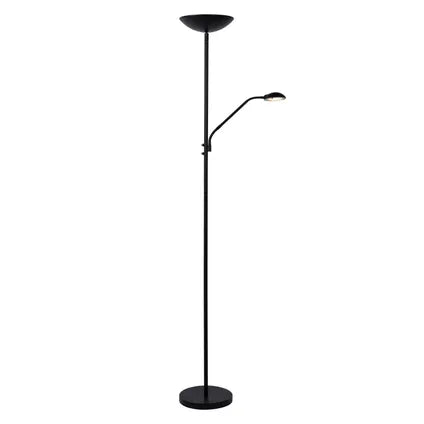 Delvotira | Lampadaire LED Lucide Zenith noir ⌀25,4cm 20W+4W