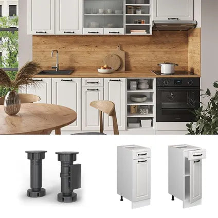 Meuble Bas Cuisine – Vicco – R-line – Blanc Campagne/blanc – 30×81.6×46 Cm