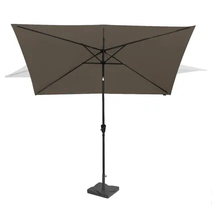 Parasol De Jardin Rectangulaire 200x300 Cm Taupe – Inclinable Avec Manivelle – Toile Upf 50+ – Avec Pied 20 Kg Et Housse