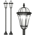 Delvotira | Lampadaire Solaire Jardin Collahausse - Noir - 2 Led - Allumage Automatique - Lot De 2