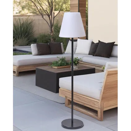 Lampadaire Solaire D’extérieur À Led Beliani Fonesca Blanc Noir 30x30x150 Cm