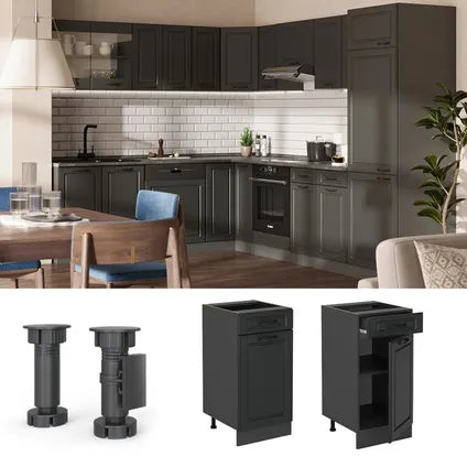 Meuble Bas De Cuisine – Vicco – R-line – Anthracite Campagne – 40×81.6×46 Cm
