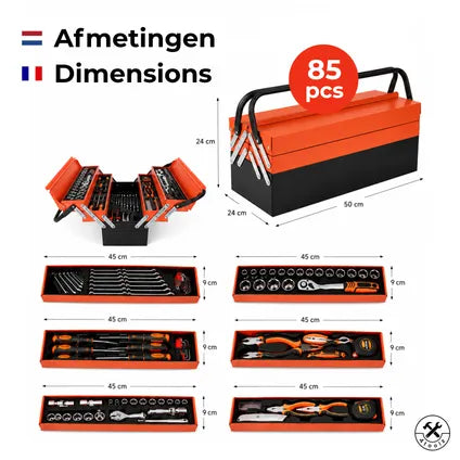 Boîte À Outils 4toolz De 85 Pièces – Complète Et Bien Organisée