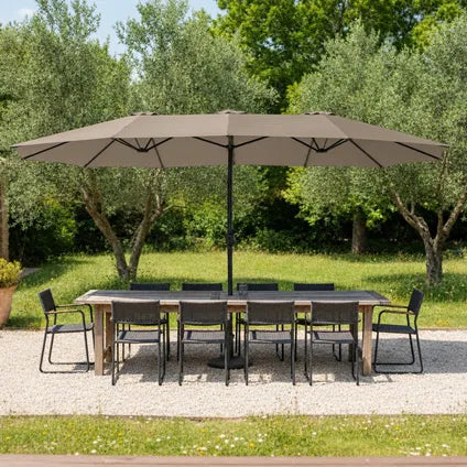 Parasol Double Happy Garden Linai Taupe 2,7×4,6m