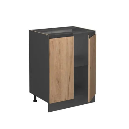 Delvotira | Meuble Bas De Cuisine - Vicco - R-line - Chêne Doré Anthracite - 60x46x81.6 Cm