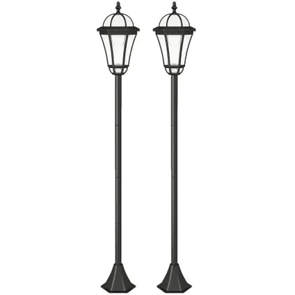 Lampadaire Solaire Jardin Collahausse – Noir – 2 Led – Allumage Automatique – Lot De 2