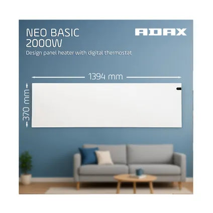 Radiateur Électrique Adax – Blanc – 2000 W – 139,4 X 37 X 9 Cm – Neo Basic Np20 Kdt