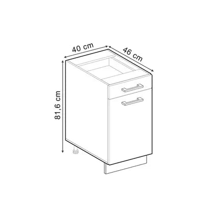 Meuble Bas De Cuisine – Vicco – R-line – Anthracite Campagne – 40×81.6×46 Cm