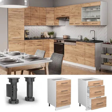 Meuble Bas De Cuisine Vicco – Fame-line 38436 – Chêne Doré/blanc – 50x82x51.6 Cm