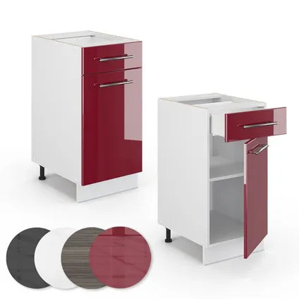 Meuble Bas Cuisine – Vicco – Fame-line 34771 – Rouge Bordeaux Blanc – 40x82x51.6 Cm