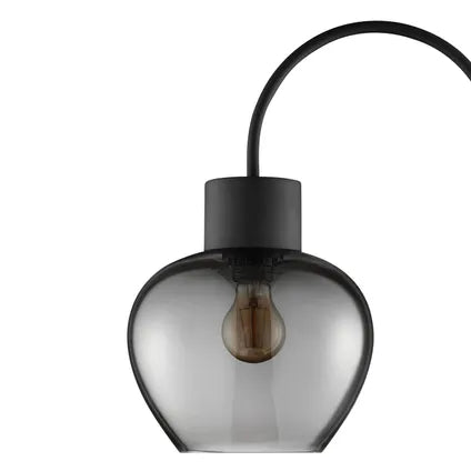 Lampadaire Brilliant Ligari – Noir – Verre Fumé – E27